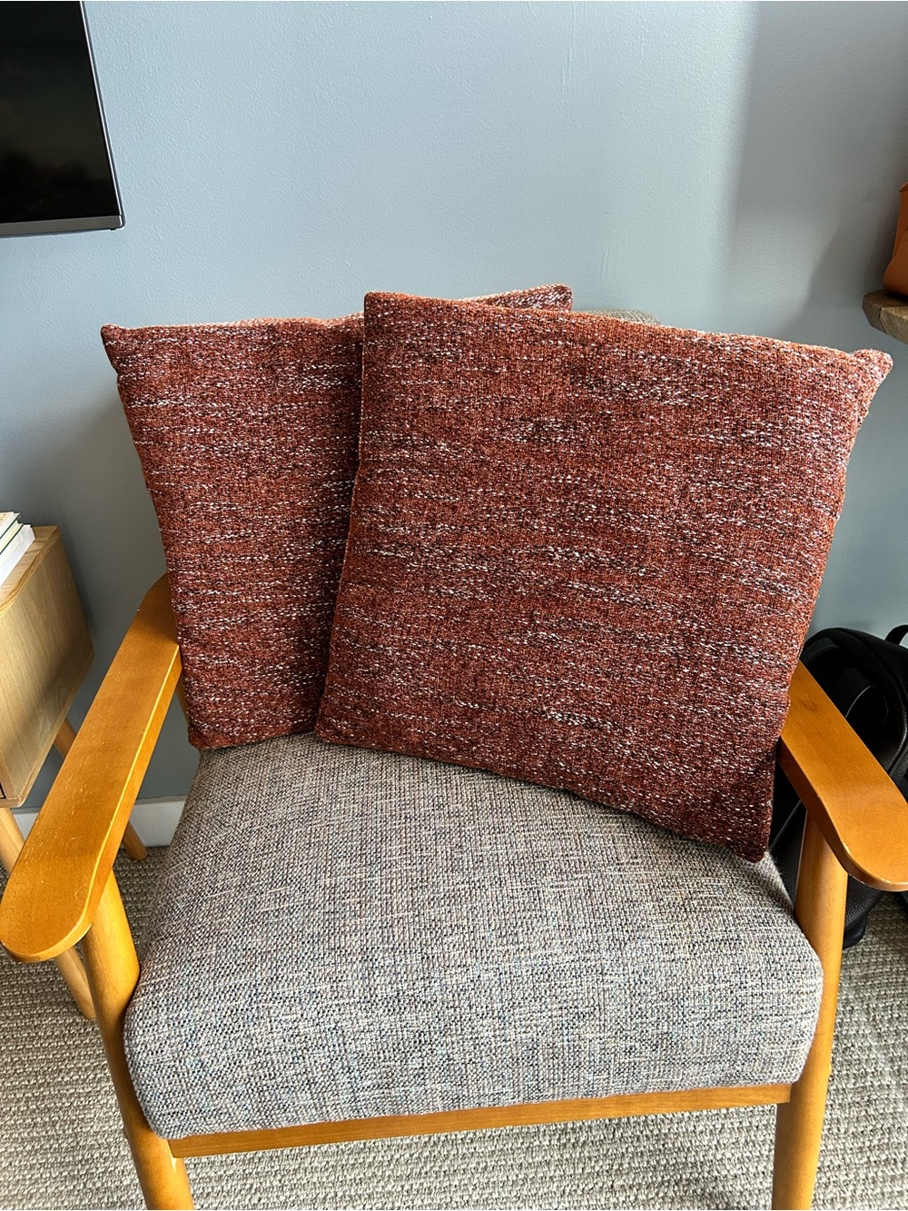 Rust Textured Throw Pillow Pair - Unbranded